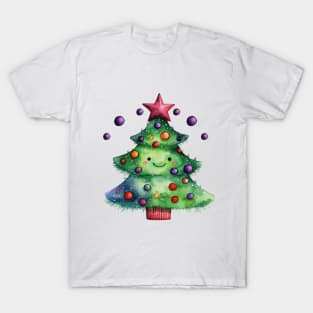 Smiling Lil Christmas Tree with Ornaments T-Shirt